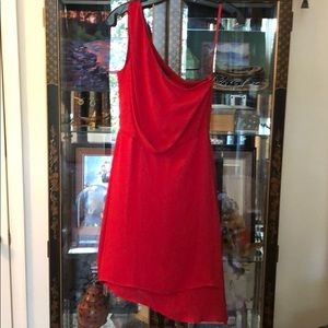 BCBG Max Azria red one shoulder dress